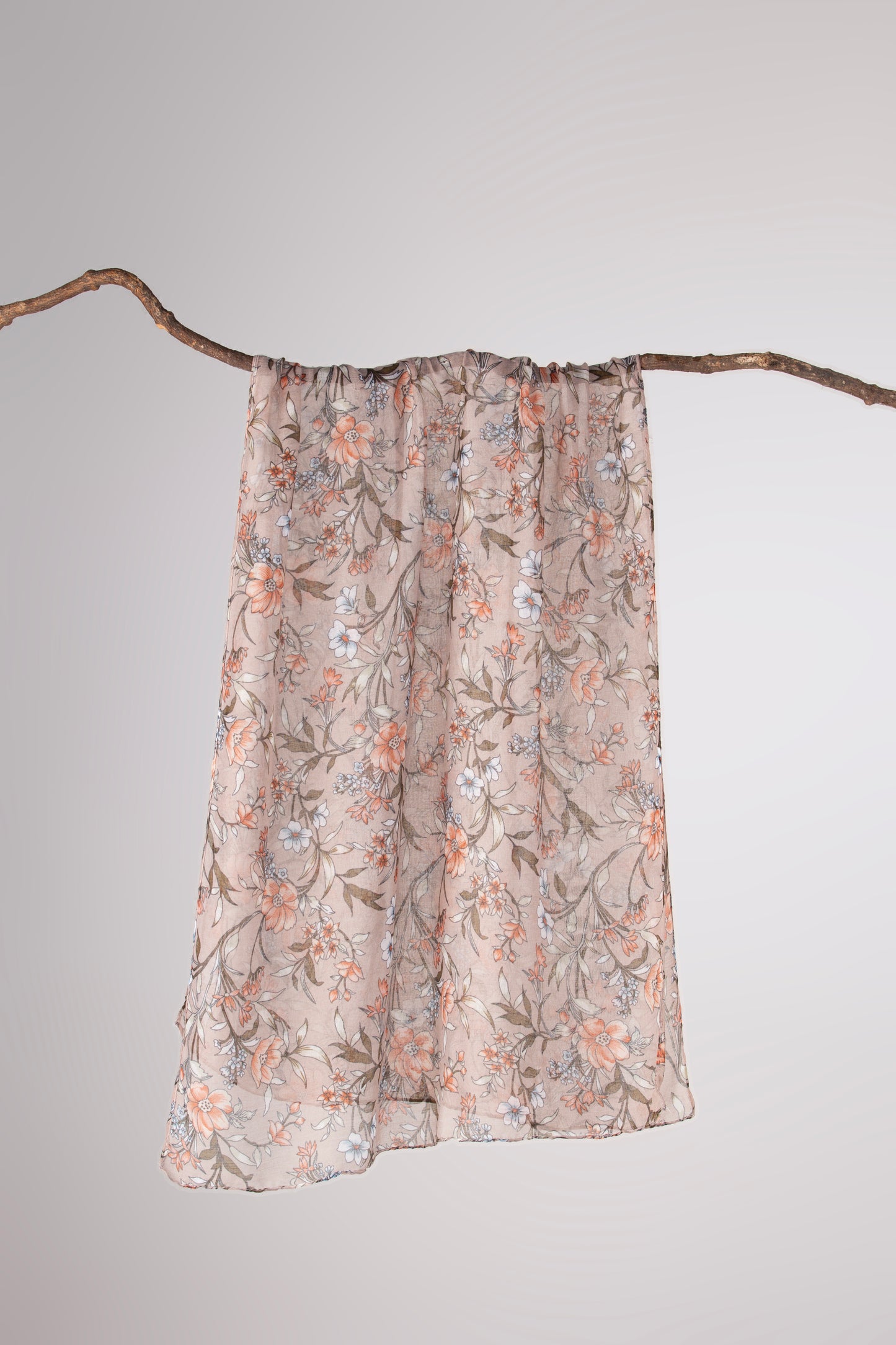 Soft Lawn Floral Digital Print Scarf - Lightweight & Elegant