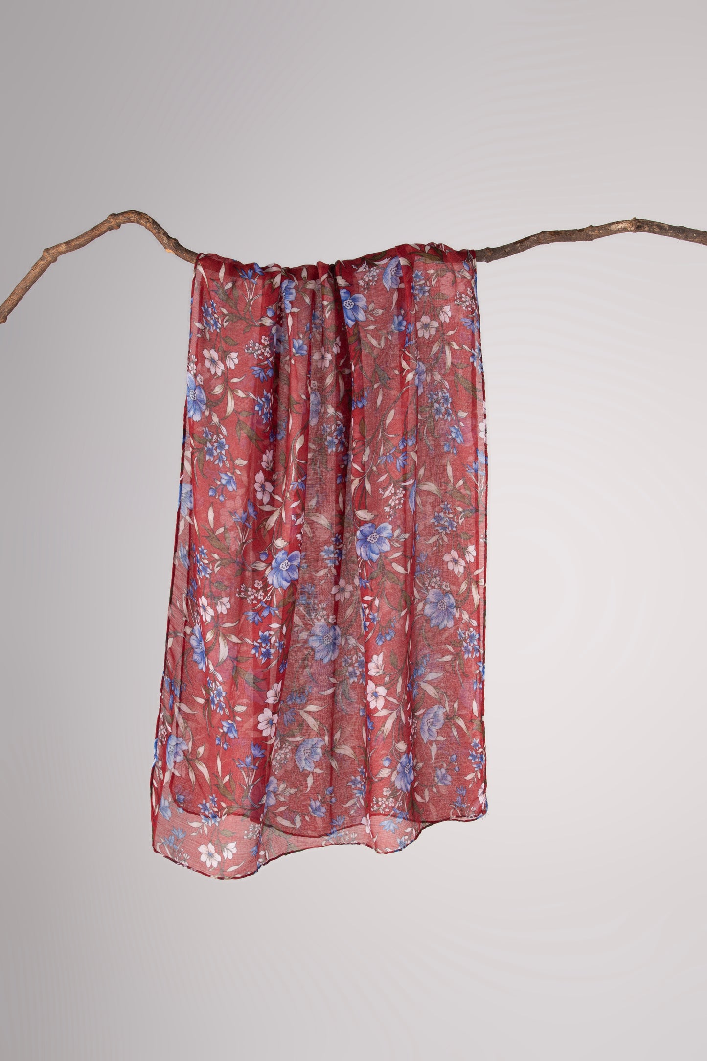 Soft Lawn Floral Digital Print Scarf - Lightweight & Elegant