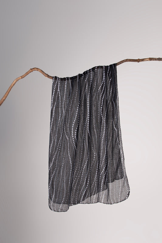 Celestial Dots - Lightweight Chiffon Scarf with Wavy Dot Pattern