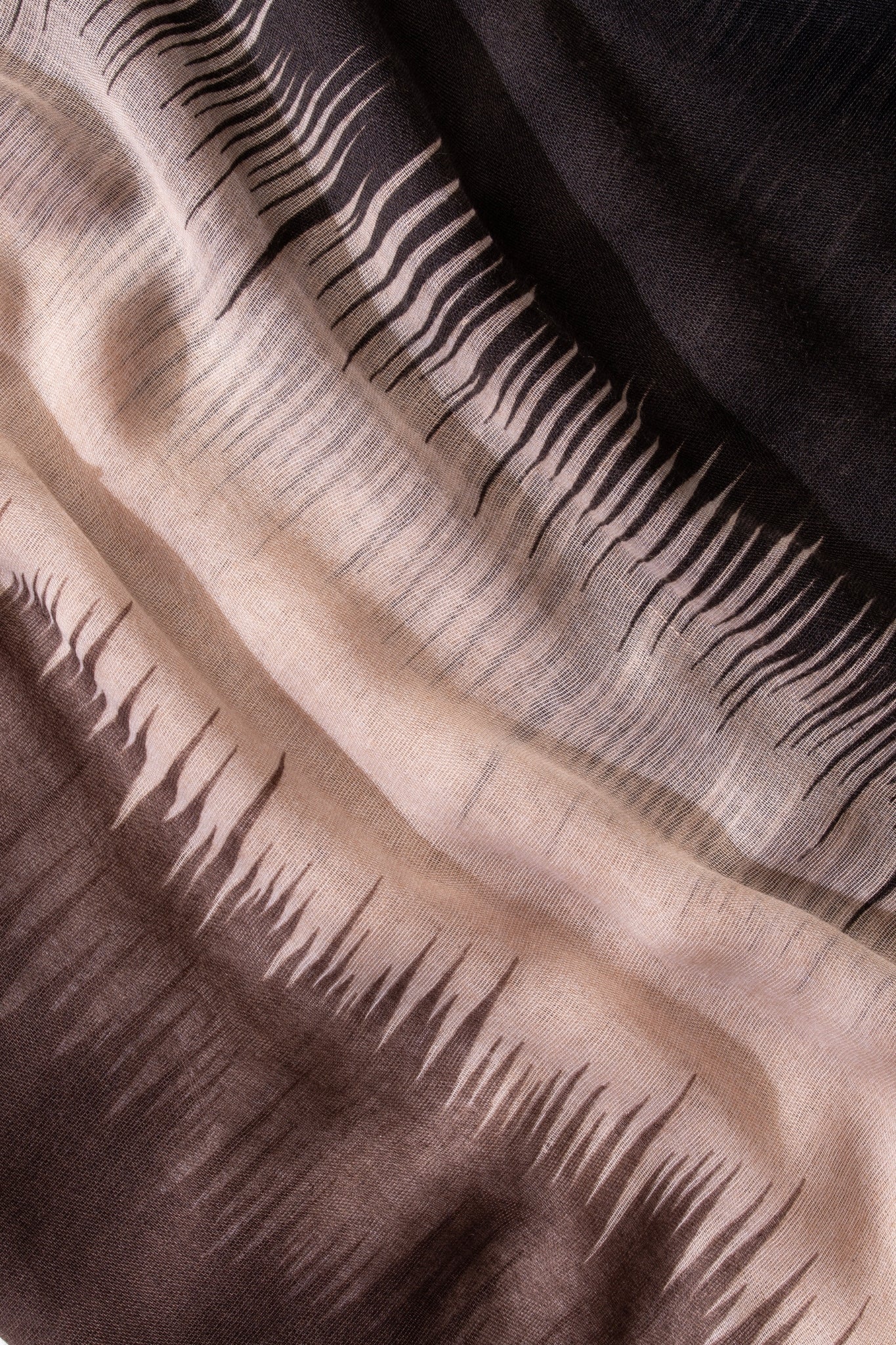 Soft Lawn Ikat Ombre Digital Print Scarf - Modern Geometric Border