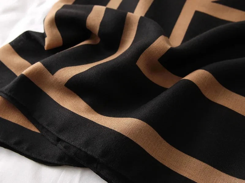 Graphical Black Viscose Scarf